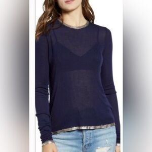 Zadig & Voltaire Willy Foil Lightweight Longsleeve with Gold Trim